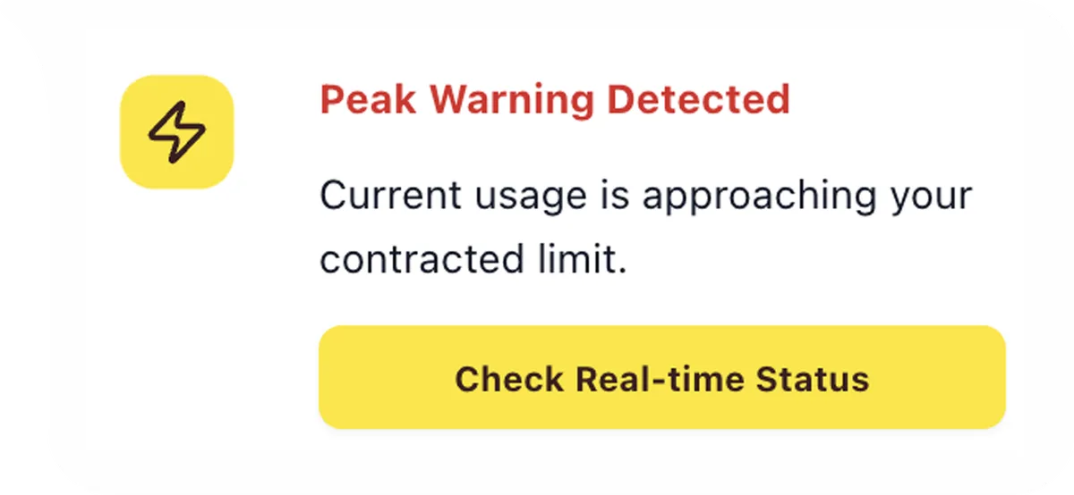 EnergySaver peak warning alert card